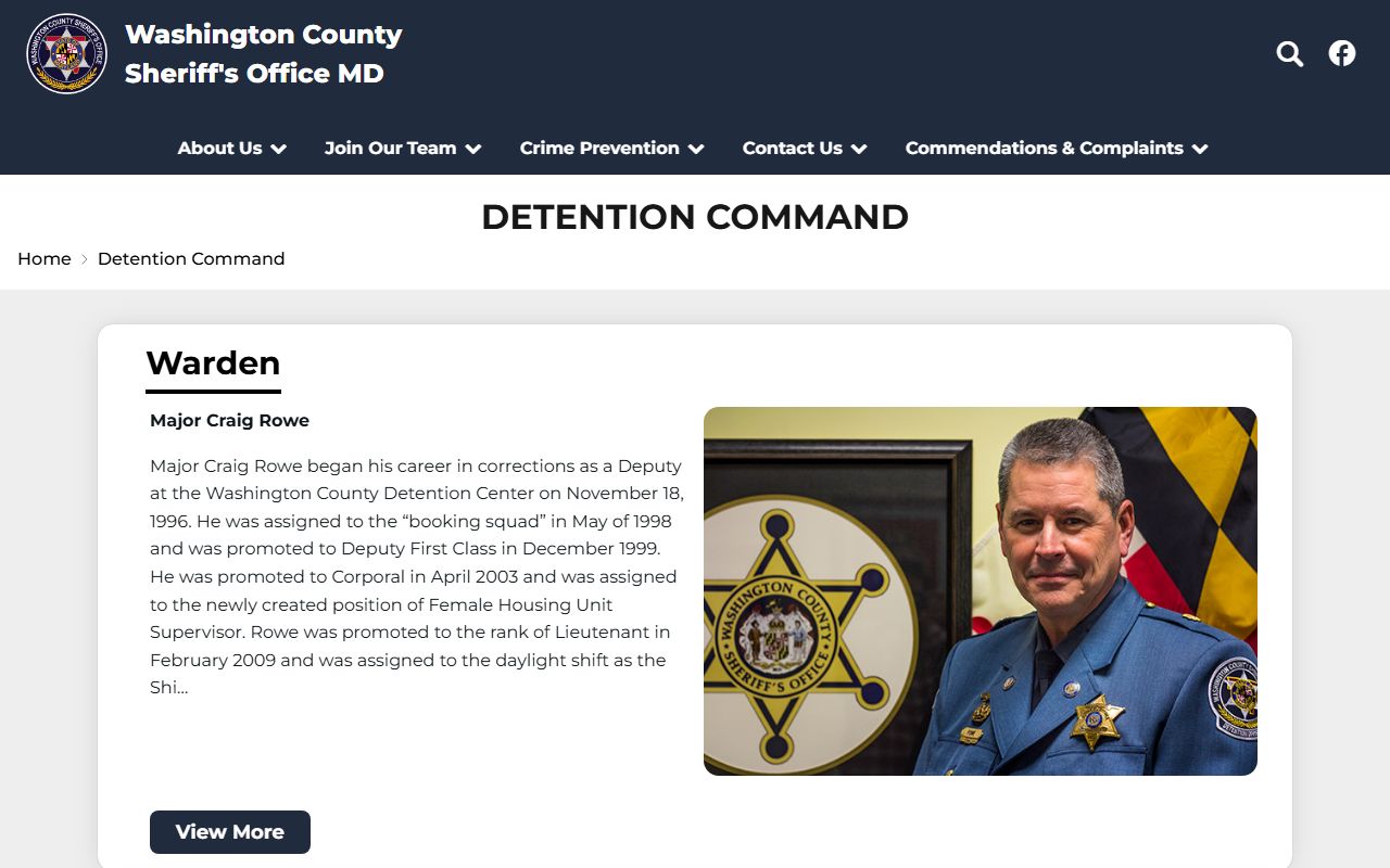 Washington County Detention Center detention command information